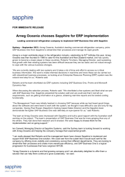 Arneg Oceania chooses Sapphire for ERP