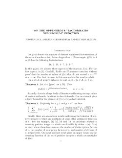 ON THE OPPENHEIM`S &rdquo;FACTORISATIO NUMERORUM&rdquo;