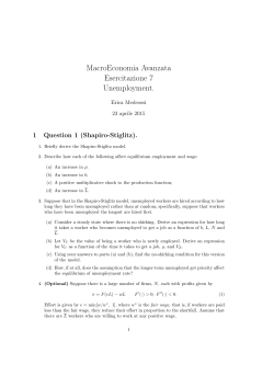 MacroEconomia Avanzata Esercitazione 7 Unemployment.