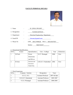 FACULTY PERSONAL DETAILS 1. Name : ___R. LINGA SWAMY