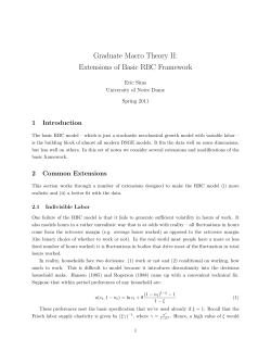Graduate Macro Theory II: Extensions of Basic RBC Framework