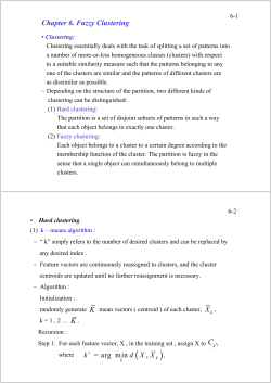 Chapter 6. Fuzzy Clustering K X K = arg min , . k d X X