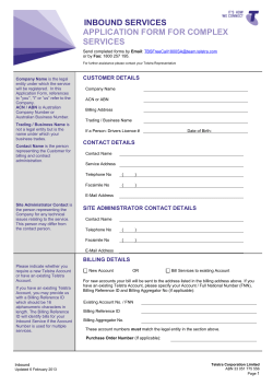 Inbound - Application Form - for COMPLEX new services
