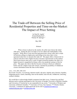 The trade-off between the selling price of residential properties and