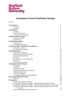 Developing A Personal Publication Strategy