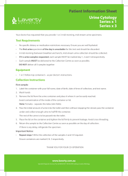 Patient Information Sheet Urine Cytology Series x 1 Series x 3