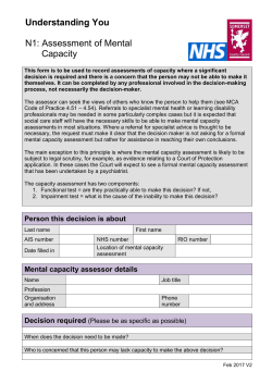 N1 Assessment of mental capacity