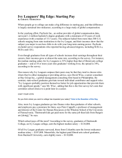 Ivy Leaguers` Big Edge: Starting Pay