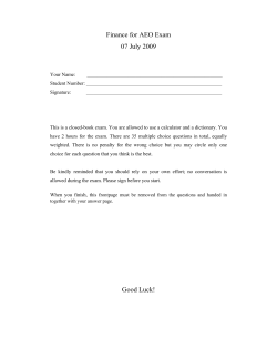 Finance for AEO Exam 07 July 2009 Good Luck!