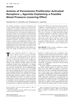 Actions of Peroxisome Proliferator&ndash;Activated Receptors&ndash; Agonists