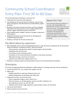 Community School Coordinator Entry Plan