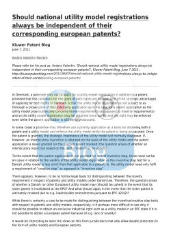 Should national utility model registrations always be independent of