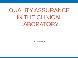 Quality Assurance in the clinical laboratory