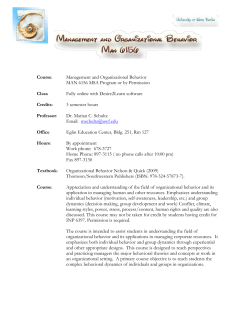 Course: Management and Organizational Behavior