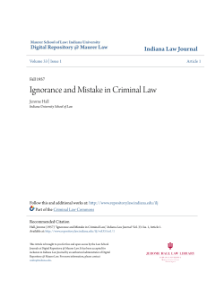 Ignorance and Mistake in Criminal Law