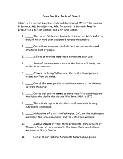 Exam Practice: Parts of Speech Identify the part of speech of each