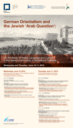 German Orientalism and the Jewish `Arab Question`
