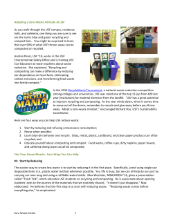 Adopting a Zero-Waste Attitude at USF As you walk