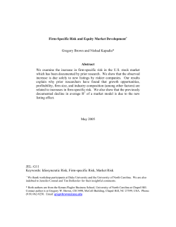Firm-Specific Risk and Equity Market Development+ Gregory Brown