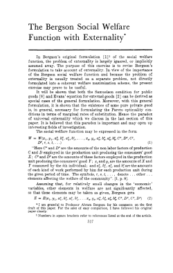 The Bergson Social Welfare Function with Externality