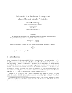 Polynomial time Prediction Strategy with almost