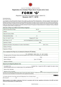 FORM `G` - Malta Football Association