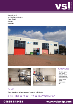 TO LET Two Modern Warehouse/Industrial Units 2,412 &ndash; 4,836 SQ