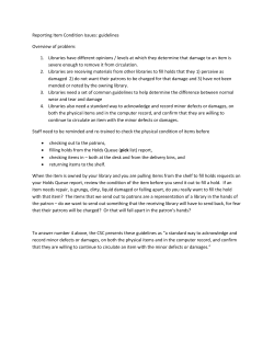 Reporting Item Condition Issues: guidelines Overview of problem: 1