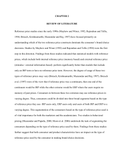 CHAPTER 2 REVIEW OF LITERATURE Reference price studies