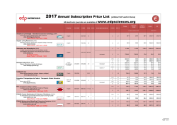 2017 Annual Subscription Price List (without VAT and in Euros)