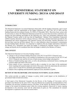 ministerial statement on university funding: 2013/14 and 2014/15