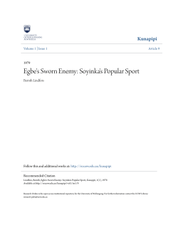 Egbe`s Sworn Enemy: Soyinka`s Popular Sport