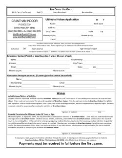 Payments must be received in full before the first game.