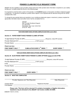 Pended Claim Recycle Request Form