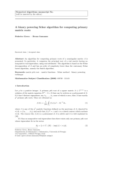 A binary powering Schur algorithm for computing - Poisson