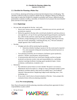 Checklist for planning a Maker Day (pp.24-26)