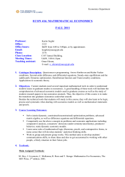 ECON 416: MATHEMATICAL ECONOMICS FALL 2011