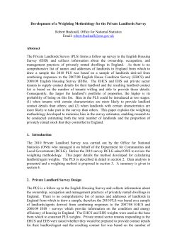 Development of a Weighting Methodology for the Private Landlords
