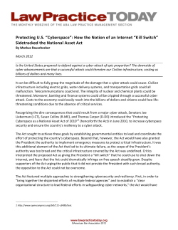 Protecting U.S. &ldquo;Cyberspace&rdquo;: How the Notion of an Internet &ldquo;Kill