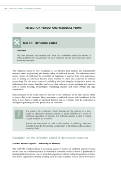 Tool 7.1 Reflection period Discussion on the reflection period in