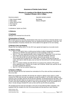 Governors of Fairisle Junior School Minutes of a meeting of the