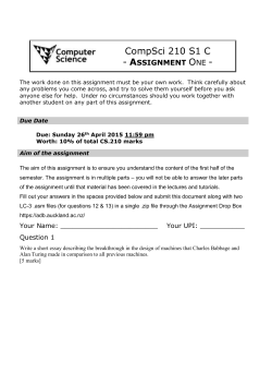 Assignment 1 CS210 2013 S2
