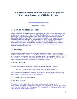 The Mario Mendoza Memorial League of Fantasy Baseball Official