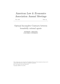 Optimal Incomplete Contracts between boundedly rational agents