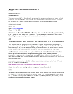 Econ. 9010, Advanced Microeconomics I