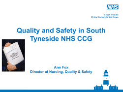 Quality and Safety in STCCG PRG August 2013