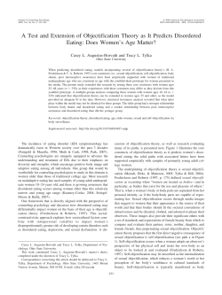 A Test and Extension of Objectification Theory as It Predicts