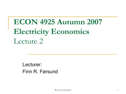 ECON 4925 Autumn 2006 Resource Economics Hydro with