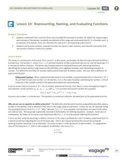 Lesson 10: Representing, Naming, and Evaluating