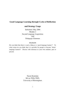 Good Language Learning through Cycles of Reflection and Strategy